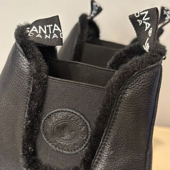 Santana Canada Women's Nina Leather‎ Faux Fur Trim Ankle Boots Black Size 11 - Picture 8 of 10